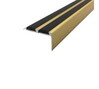 15 Pack A37 36 X 20mm Anodised Aluminium Non Slip Rubber Stair Nosing Edge Trim With Inserts - Gold With Black Rubber, 0.9M