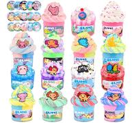 15 Pack Axolotl Slime Kit, Cloud, Butter & Clear Slime Party favors for kids with Axolotl Charms, Soft and Stretchy, Slime for Girls & Boys, Classroom Rewards, Birthday Gifts