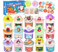 15 Pack Christmas Fluffy Butter Slime Kit, Goodie Bag Stuffers, Colorful Slime Party Favors for Kids, Soft and Non-Sticky, Advent Calendar 2025, Chritmas Gifts, Putty Toys for Girls Boys