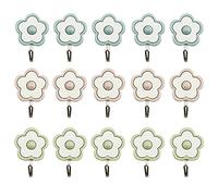 15 Pack Cute Flower Utility Hooks Wall Hangers Without Nails Self Adhesive Key Holder Wall Decor Dorm Command Hooks Stick On Wall Kitchen Bathroom Office Mixed Color