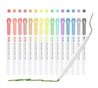 15 Pack Dual Tip Highlighter Pens, Double Ended Pastel Highlighters Fluorescent Markers Broad & Fine Tip Double Ended Markers for Students to Return to School Colouring Pens for Draw, Paint, Mark