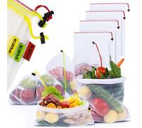 15 Pack Eco Friendly Reusable Mesh Produce Bags Washable Durable Mesh Produce Bags Drawstring with Colorful Tare Weight Tags