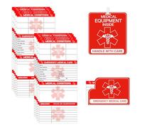 15 Pack Emergency Medical Cards Tri-Folding with Protective Sleeves- PVC Medical Equipment Inside Pocket Wallet Card, Health Alert Contact Information ID Card for First Responders, Caretakers