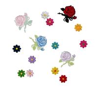 15 Pack Floral Iron On Patches with Rose Flowers Applique Set, Sew on Embroidered Applique Sewing Patches for Hats, Bags, Jackets, Jeans, Clothes & DIY Crafts
