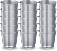 15-Pack Galvanised Plant Pots - 9 cm Small Metal Planters for Indoor Herbs, Succulents & Flowers - Durable Zinc Flower Pots for Home & Office Décor - Rustic Mini Pots for Multipurpose Use