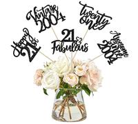 15 Pack Happy 21st Birthday Centerpiece Sticks Glitter Vintage 2004 Twenty-one 21 Fabulous Awesome Since 2004 Table Centerpiece Sticks for 21 Fabulous Theme Party Supplies Black