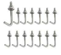 15 Pack J Hook Roofing Bolts M5 304 Stainless Steel Long Shank Roof Concrete Anchor Bolt with Hex Nut and Washer (M5x60mm)