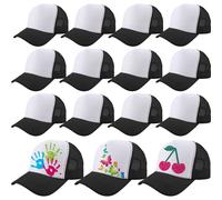 15 Pack Kids DIY Trucker Hats Bulk Summer Mesh Baseball Cap Blank Sublimation Trucker Cap for Child Summer Fishing Running (UK, Alpha, One Size, Color Set 2)