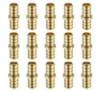(15 Pack) Lidertik PEX Fittings 1/2 inch Straight Coupling Connector, 1/2" PEX-B F1807 to 1/2" PEX F1807-B Crimp Pipe Fitting Brass