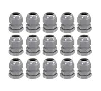 15 Pack M20 20mm IP68 Waterproof Black Cable Glands, Suitable for 6mm - 12mm Cables, Plastic Nylon Compression Glands Connectors with Locknut and Washer - AVARTEK (Grey), AVK-MTG-006_15PK