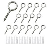 15 Pack M3x40 Stainless Steel Eye Hooks Heavy-Duty Self-Tapping Eye Screws | with Anchors Anti-Rust Ceiling Hanging Bolts for DIY Craft, Cable Management, Garden Lights & Marquee Fixings