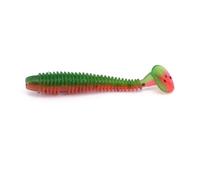 15-Pack Micro T-Tail Soft Baits - 4.5cm Threaded Tail Lures for Root Fishing Mandarin Fish Perch Ultralight Finesse Baits(Green orange)
