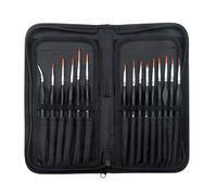 15 Pack Miniature Painting Set, Fine Detail Paint Brushes for Models, Acrylic Watercolour Oil, Ceramic, Shoe, Citadel, Art Figure, Warhammer 40k - Thin Artist Kit - With Nylon Holder