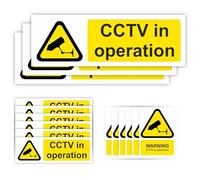 15-Pack Mixed CCTV Stickers For Commercial and Domestic Use Security Signs for Office, Car, House, Window, Doors/CCTV in Operation Sticker in Various Shapes and Sizes To Use for Security Deterrence