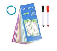 15-Pack Multiplication Flash Cards, Reusable Math Flashcards with 2 Dry Erase Pens Dry Markers & 1 Rings, Times Table Learning Cards for Kids Age 5-8, Classroom & Home Study (Subtraction)