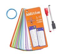 15-Pack Multiplication Flash Cards, Reusable Math Flashcards with 2 Dry Erase Pens Dry Markers & 1 Rings, Times Table Learning Cards for Kids Age 5-8, Classroom & Home Study (Addition)
