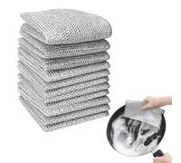 15 Pack Non-Scratch Wire Dishwashing Cloths - 20x20 cm Double Layer Silver Mesh Dishcloth - Multipurpose Steel Wire Cleaning Cloth - Reusable Cleaning Rags for Washing Dishes, Cookware, Sink, Stove