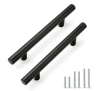 15 Pack PinLin Cabinet Handles Hole Center 96mm Flat Black Kitchen Door Handles Stainless Steel Cabinet Pulls Furniture Hardware T Bar Cupboard Door Handles