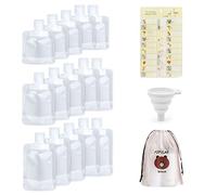15 Pack Portable Travel Fluid Bags, Plastic Stand Up Nozzle Pouches, Clear Flip Top Packaging Bags for Travel Lotion, Shampoo, Cosmetic Divider Bags