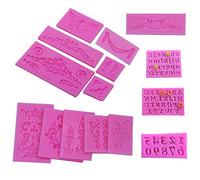 15 Pack Retro lace Shape Relief Letters Numbers Mould Silicone DIY Mold for Decorating Cakes, Chocolate, Candy, Baking, Fondant, Cupcake Decoration Icing Paste Mould