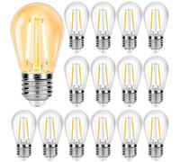 15 Pack S14 LED String Lights Bulb Replacement, 2W Equivalent to 20W Bulb, Warm White 2700K, Waterproof IP44, E27 Outdoor Light Bulbs, for String Lights, Festoon, Party, Garden, Patio Decoration