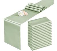15 Pack Sage Green Satin Table Runners 12 x 108 Inch Long Table Runners for Rectangle Round Tables,Smooth Satin Table Runner for Wedding,Birthday Party Banquets Graduation Engagements Decoration