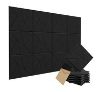 15 Pack Self-Adhesive Sound Proof Foam Panels for Walls, 12 x 12 x 0.4 In Acoustic Foam Panels, Art Deco Style, High Density Sound Absorbing Noise Cancelling Panels for Studio Office, Black - Style A