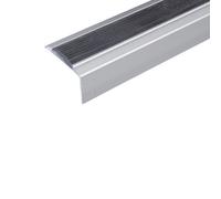 15 Pack Silver - A38 46 X 30mm Anodised Aluminium Non Slip Rubber Stair Nosing With Black Rubber 0.9M