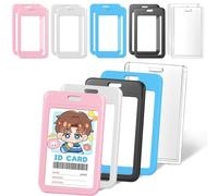 15 Pack Slide Badge Holder with Window, Dual-Sided Clear ID Badge Holders Set - ABS & Acrylic Material, 5 Color Mix for Credit Cards, Access Cards, Employee Badges