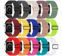 15 Pack Soft Nylon Elastic Band Compatible with Apple Watch Band 38mm 40mm 41mm 42mm 44mm 45mm 49mm, Unisex Elastic Adjustable Replacement Wristband for iWatch Series, Black + Grey + Starlight + Smoky