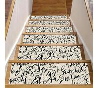 15 Pack Stair Treads Non Slip, 8" X 30" Indoor Stair Runner for Wooden Steps, Washable Staircase Protecters for Kids Elders Dogs, Hand Written Letters