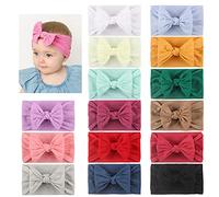15 PACK Stretchy Soft Nylon Headbands Hair Bands Bows Knotted Headwraps Hair Bows Accessories for Kids Toddler Infant Newborn Baby Girls