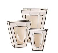 15-Pack Trapezoid Window Tote Bags Clear PVC Flower Bouquet Upscale Large Packaging for Birthday, Valentine's Day(White Black)