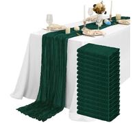 15 Packs Cheesecloth Table Runner Dark Green Semi-Sheer Table Runner 55x300cm, Green Rustic Gauze Boho Table Runner, Wedding Table Decor Table Cloth for Bridal Shower Party Wedding Holiday