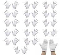 15 Pair White Cotton Gloves, Coin Jewelry Inspection Cotton Gloves, for Eczema, for Dry Hands, for Overnight Moisturising, Serving, Stretchable Breathable Cloth (White)