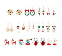 15 Pairs Christmas Earrings for Women,Colorful Christmas Drop Dangle Earring and Stud Set Xmas Tree Santa Claus Stocking Snowflake Candy Canes Bells Gloves Hat Boot Wreath Bulk Cute Jewelry Gifts