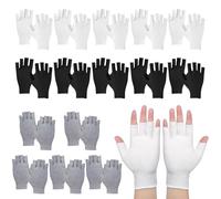 15 Pairs Cotton Gloves for Eczema, Eczema Gloves, Fingerless Moisturising Gloves, for Eczema, Dry Hands, SPA, UV Protection, for Jewellery Inspection, Coin Handling, Unisex (White, Black and Gray)