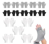 15 Pairs Cotton Gloves for Eczema Fingerless, Anti Scratch Moisturising Gloves Breathable Moisturising Gloves for Sleeping & Dry Hands, Open Finger Cotton Work Gloves Women Men, Black White Grey