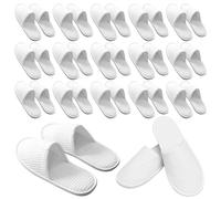 15 Pairs of Hotel Slippers, Waffle Closed Toe,Disposable Deluxe Closed Toe Spa Slippers, Flat White House Shoes Washable and Foldable for Spa, Party Guest and Travel