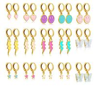 15 Pairs Preppy Earrings Preppy stuff, Preppy Jewelry for Teen Girls Trendy Stuff, Hypoallergenic Earrings Aesthetic Jewelry, Preppy Things, Gold, No Gemstone