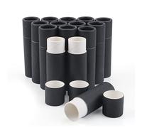 15 Pcs 0.3 oz Paperboard Lip Balm Tubes,Empty Kraft Paper Chapstick Tube Holder,Push-Up Style Biodegradable Solid Perfume Lip Gloss Container for DIY Homemade Balm Container,Natural Packaging- Black