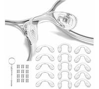 15 Pcs,3 Sizes Screw-in Glasses Nose Pads, U Shaped Eyeglasses Nose Piece Soft Silicone Nose pad for Eye Glasses Sunglass Eyewear, with 24 Screws & 1 Screwdriver