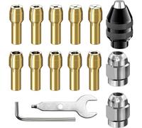 15 PCS 4486 Multi Chuck Set Compatible with Dr-emel, 0.8-3.2mm Replacement Keyless Drill Chuck Bit, Shank Replacement 4485 Brass Collet Metal Nut Rotary Tool Accessory 3000 4000 7700 8200