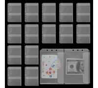 15 Pcs A5 Binder Pockets,6-Hole No Zipper Folders for 6-Ring Binder,Waterproof Planner Inserts Document Sleeves,PVC Page Protectors for A5 Notebook Inserts,Planners,Loose Leaf Storage(Two Pocket)