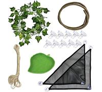 15 PCS Bearded Dragon Hammock - Fabric Reptile Hammock with Artificial Climbing Plants and Reptile Feeding Bowl for Lizards, Snakes, Chameleon, Gecko