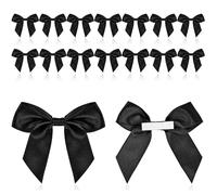 15 Pcs Black Bows, Self-Adhesive Black Bows for Gift Wrapping Satin Ribbon Gift Wrap Bow Decor Premade Ribbon Bow Craft Bowknot for Cake Wedding Birthday Party Bridal Shower Baby Shower Decor, 6.5CM