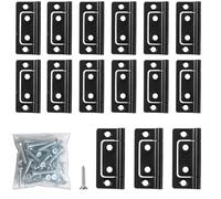 15 Pcs Black Door Hinges Set,Portable Flush Door Hinges Door Hinge Screws with 60 Screws for Wooden Doors Fence Windows Closet Wardrobes Drawer and Boxes