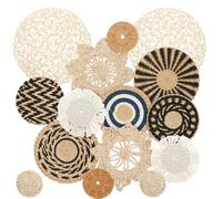 15 Pcs Boho Wall Basket Decor Multiple sizes Wall Hanging Rattan Decor Walls Hanging Wicker Basket Handmade Rattan Woven Walls Decors Round Macrame Woven Baskets for Living Room Bedroom(Style 3)