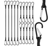 15 PCS Bungee Cord, 30cm and 70cm Bungees with Hooks, Heavy Duty Bungee Cords with Carabiner Clips for Securing Luggage, Camping Gear, Bike Racks, Car Roof, Mountaineering (Black)