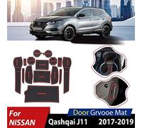 15 Pcs Car Door Slot Pad for Nis-san Qashqai J11 2017-2019, Interior Door Dust-Proof Non-Slip Pad Rubber Storage Mats Cup Holder Pad Interior Accessories,Blue